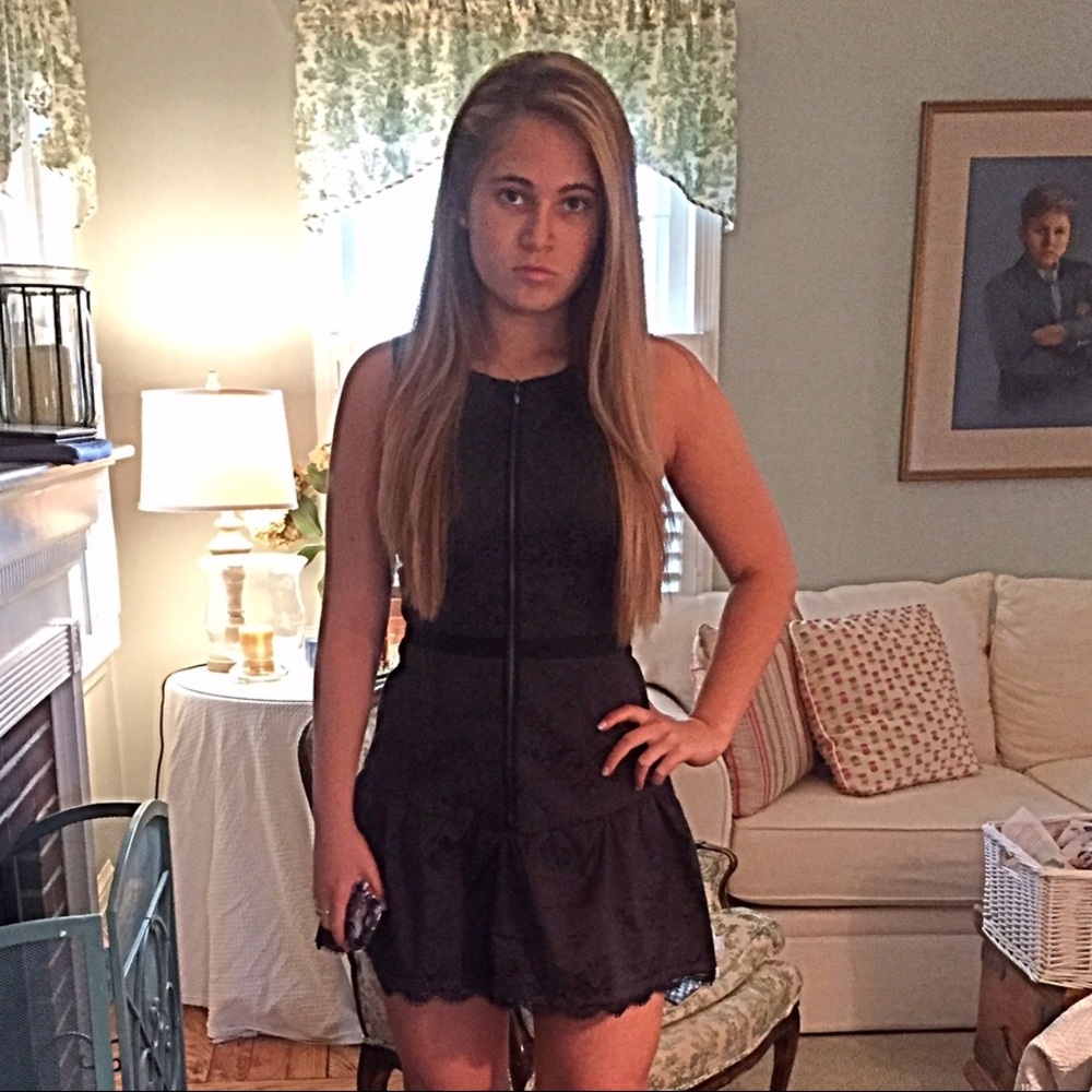 Lovers & Friends black brocade mini dress. S.